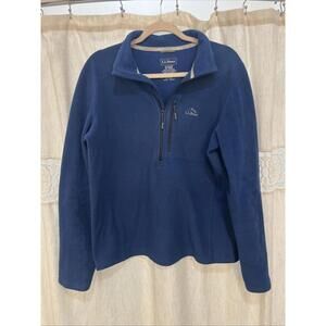LL Bean Mens Blue Half Zip Fleece  Size Medium